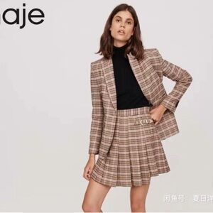 Maje wool Women's Plaid Skirt - Brown